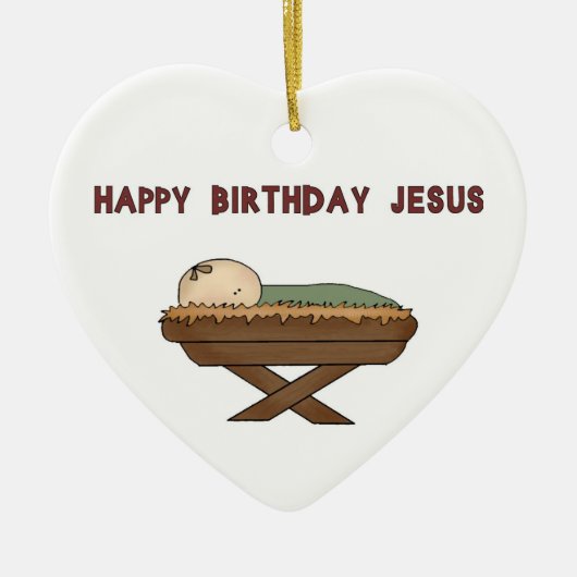 Alles Gute zum Geburtstag Jesus Keramik Ornament (Vorne)