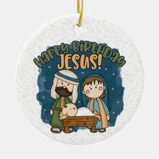 Alles Gute zum Geburtstag Jesus Ornament (Vorne)