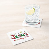 Alles Gute zum Geburtstag Jesus Rechteckiger Pappuntersetzer (Vor Ort)
