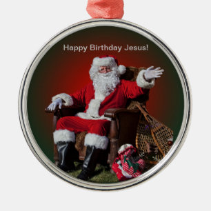 ALLES GUTE ZUM GEBURTSTAG JESUS SILBERNES ORNAMENT