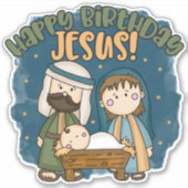 Alles Gute zum Geburtstag Jesus Vinyl Sticker (Vorderseite)