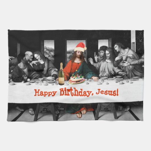 Alles Gute zum Geburtstag, Jesus! Weihnachten Handtuch (Horizontal)
