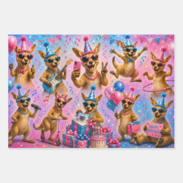 Alles Gute zum Geburtstag Känguru-Designblätter Geschenkpapier Set