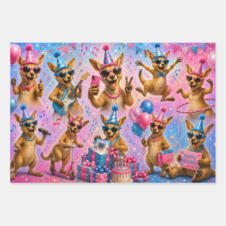 Alles Gute zum Geburtstag Känguru-Designblätter Geschenkpapier Set