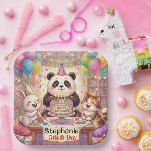 Alles Gute zum Geburtstag Kaninchen Panda Katze Sü Pappteller