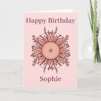 Alles Gute zum Geburtstag Karte Floral Sonne Pink