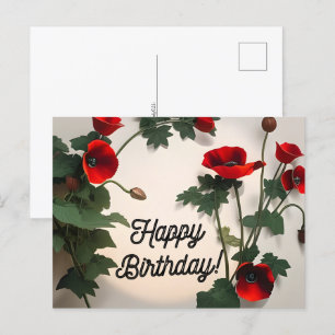 Alles Gute zum Geburtstag Karte, Mohnblumen, Postkarte