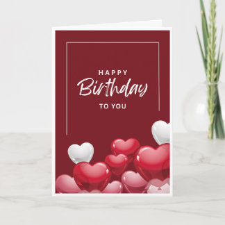 Alles Gute zum Geburtstag Karte — Rote Herzballons