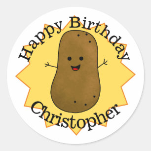 Alles Gute zum Geburtstag Kartoffel Personalisiert Runder Aufkleber