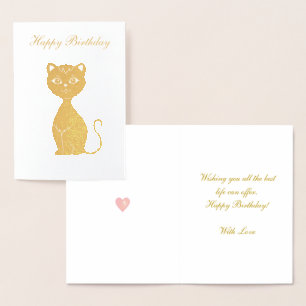 Alles Gute zum Geburtstag Katze Golden Folienkarte