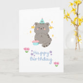 Alles Gute zum Geburtstag Katze Karte (Gelbe Blume)