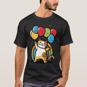 Alles Gute zum Geburtstag Katze mit Luftballons Lu T-Shirt
