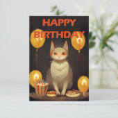 Alles Gute zum Geburtstag! - KatzenParty RSVP Karte (Stehend Vorderseite)
