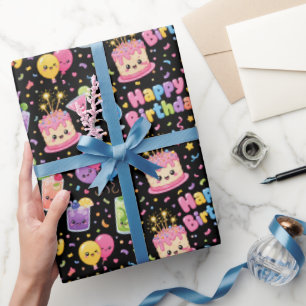 Alles Gute zum Geburtstag Kawaii Kunstparty Geschenkpapier