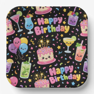 Alles Gute zum Geburtstag Kawaii Kunstparty Pappteller