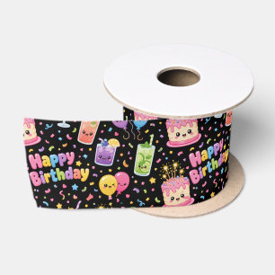 Alles Gute zum Geburtstag Kawaii Kunstparty Satinband