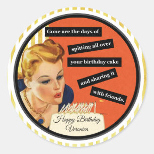 Alles Gute zum Geburtstag Kerzen Ausblasen Vintage Runder Aufkleber