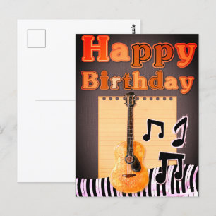 Alles Gute zum Geburtstag Keyboard   Gitarre Postk Postkarte