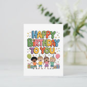Alles Gute zum Geburtstag Kinder Postkarte (Stehend Vorderseite)