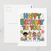 Alles Gute zum Geburtstag Kinder Postkarte (Vorne/Hinten)