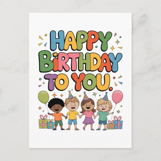 Alles Gute zum Geburtstag Kinder Postkarte (Vorderseite)