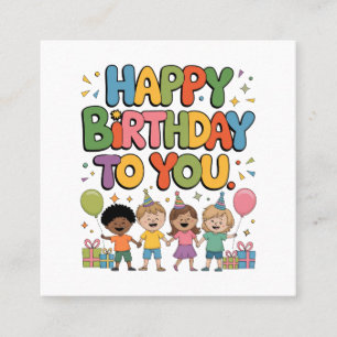 Alles Gute zum Geburtstag Kinder Quadratische Visitenkarte