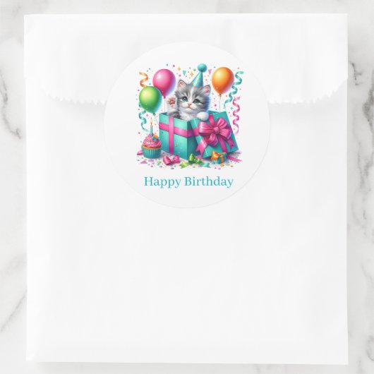 Alles Gute zum Geburtstag Kitten Aufkleber (Tasche)
