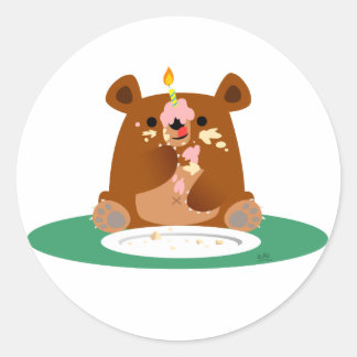 Alles Gute zum Geburtstag, kleiner Bär!! Runder Aufkleber