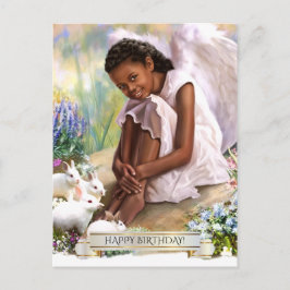 Alles Gute zum Geburtstag. Kleiner Engel mit Bunni Postkarte