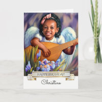 Alles Gute zum Geburtstag. Kleiner Engel mit Lute