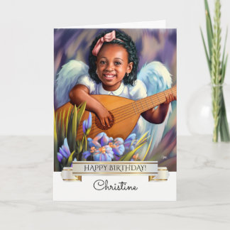 Alles Gute zum Geburtstag. Kleiner Engel mit Lute Karte