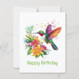 Alles Gute zum Geburtstag Kolibri Tropische Blumen Postkarte