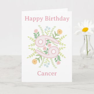 Alles Gute zum Geburtstag Krebs Florale Illustrati Karte