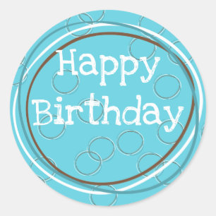 Alles Gute zum Geburtstag Kreise Türkis Weiß Braun Runder Aufkleber