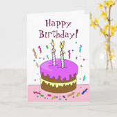 Alles Gute zum Geburtstag! Kuchen 2-jährig Karte (Gelbe Blume)