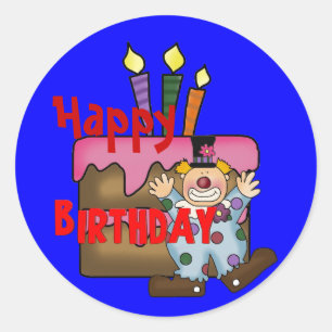 Alles Gute zum Geburtstag Kuchen Clown Runder Aufkleber