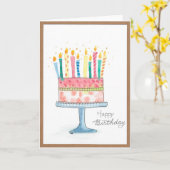 Alles Gute zum Geburtstag, Kuchen mit Kerzen Karte (Gelbe Blume)