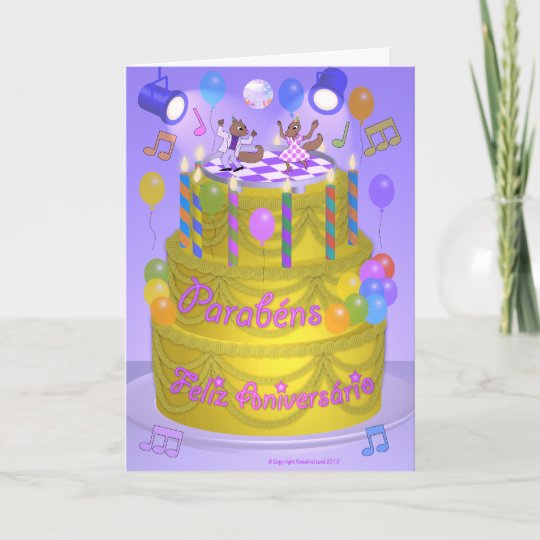 Alles Gute Zum Geburtstag Kuchen Portugiesisch Karte Zazzle De