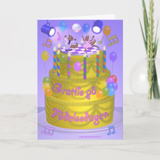 Alles Gute Zum Geburtstag Kuchen Schwedisch Karte Zazzle De