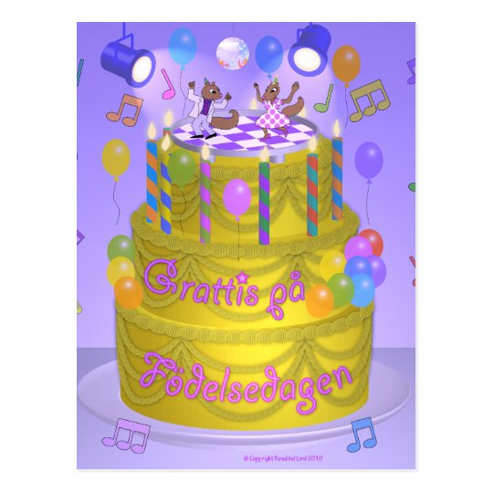 "Alles Gute zum Geburtstag" Kuchen (schwedisch) Postkarte Zazzle.de