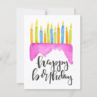 Alles Gute zum Geburtstag - Kuchen und Kerzen Postkarte