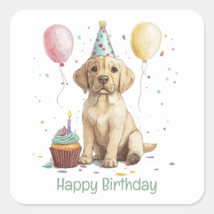 Alles Gute zum Geburtstag Labrador Retriever Hunde Quadratischer Aufkleber