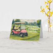 Alles Gute zum Geburtstag Lady Golfer Karte (Gelbe Blume)