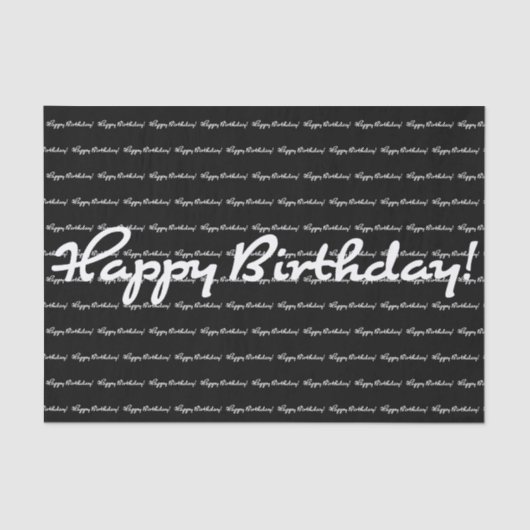 Alles Gute zum Geburtstag! Lässiges, weißes Skript Seidenpapier (Vorderseite)