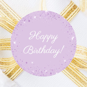 Alles Gute zum Geburtstag Lavendel Glitter Runder Aufkleber
