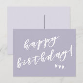Alles Gute zum Geburtstag! Lavender Brush Script Postkarte (Vorne/Hinten)