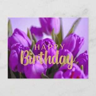 Alles Gute zum Geburtstag Lebendige Lila Tulpenblu Postkarte