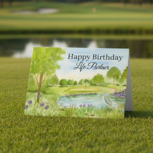 Alles Gute zum Geburtstag Lebenspartner Golfplatz  Karte