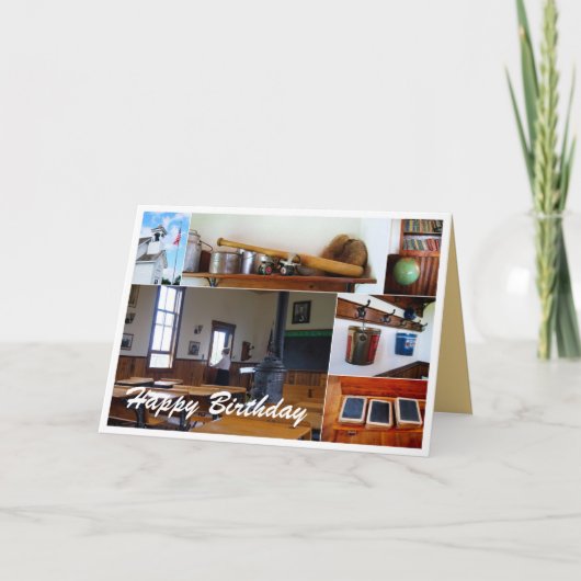 Alles Gute zum Geburtstag, Lehrer, Vintages Schulh Karte (Vorderseite)