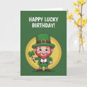 Alles Gute zum Geburtstag Leprechaun Karte (Gelbe Blume)
